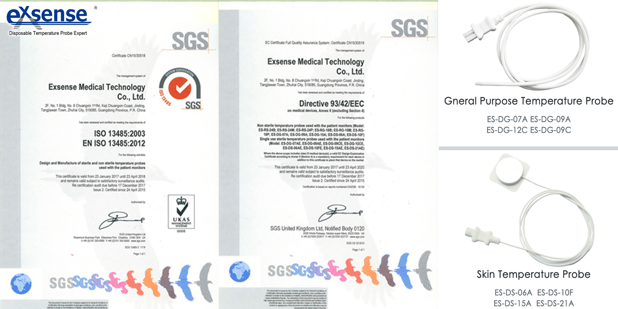 爱晟医疗一次性体温探头获得SGS授予CE证书